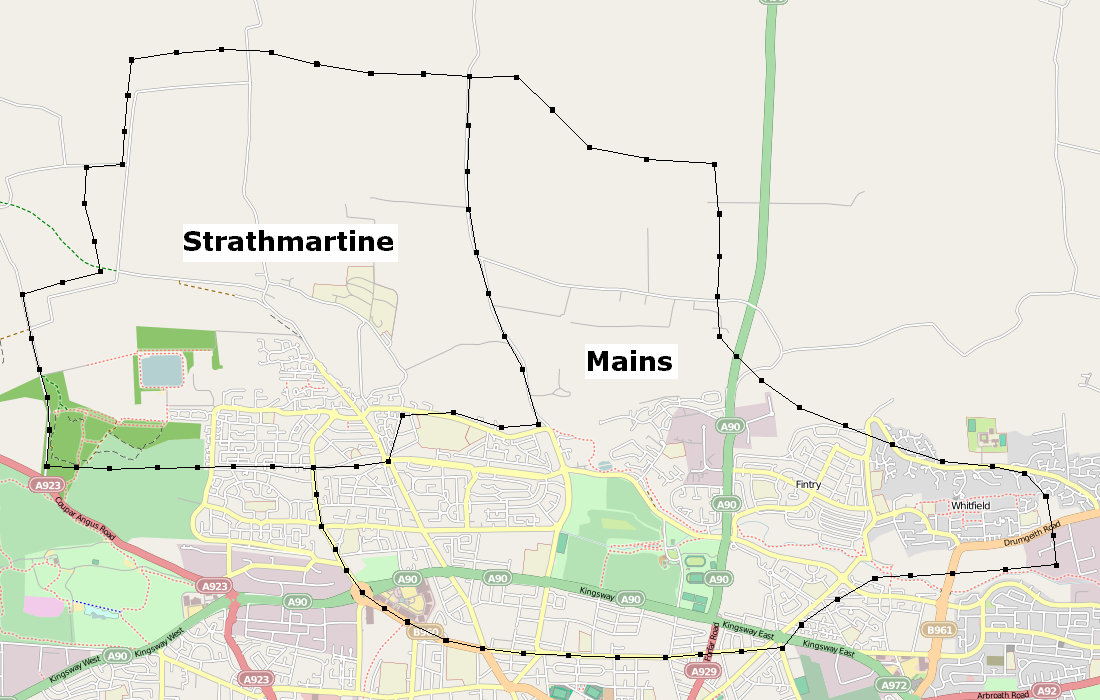 Map of Mains and Strathmartine